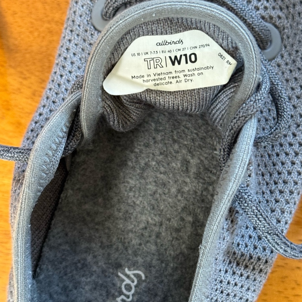 Allbirds Tree Pipers Womens Size 10 Shoes Grey White Athletic Sneakers - Picture 4 of 5